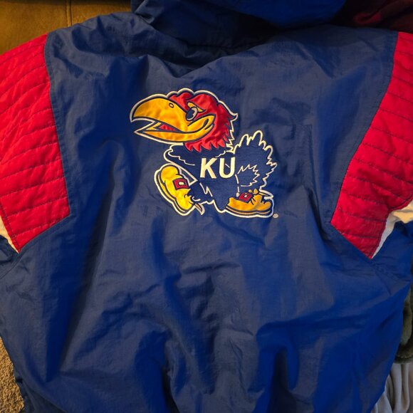 Vintage 90s NCAA kansas jayhawks starter jacket half zip - large - Picture 2 of 11